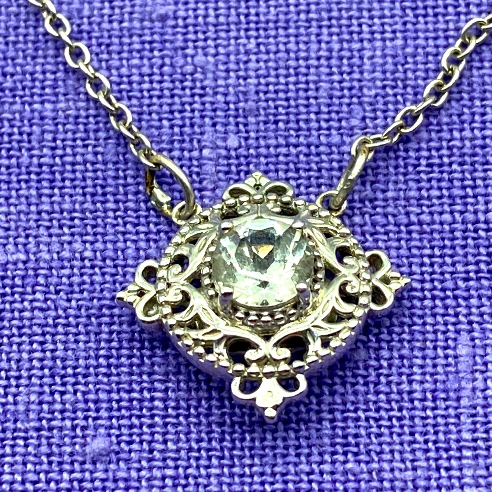 Vintage Dallas Prince sterling silver 18 inch necklace with white topaz! 2 ex!